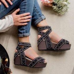 Joyfolie Black and White Strappy Heels